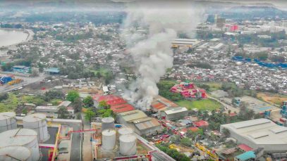 Aerial View Fire Near Oil Depot in Cagayan de Oro Project LUPAD 1