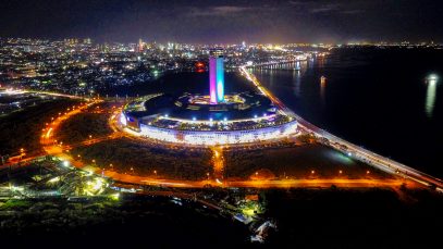 SM Seaside City Cebu Night Aerial View Project LUPAD
