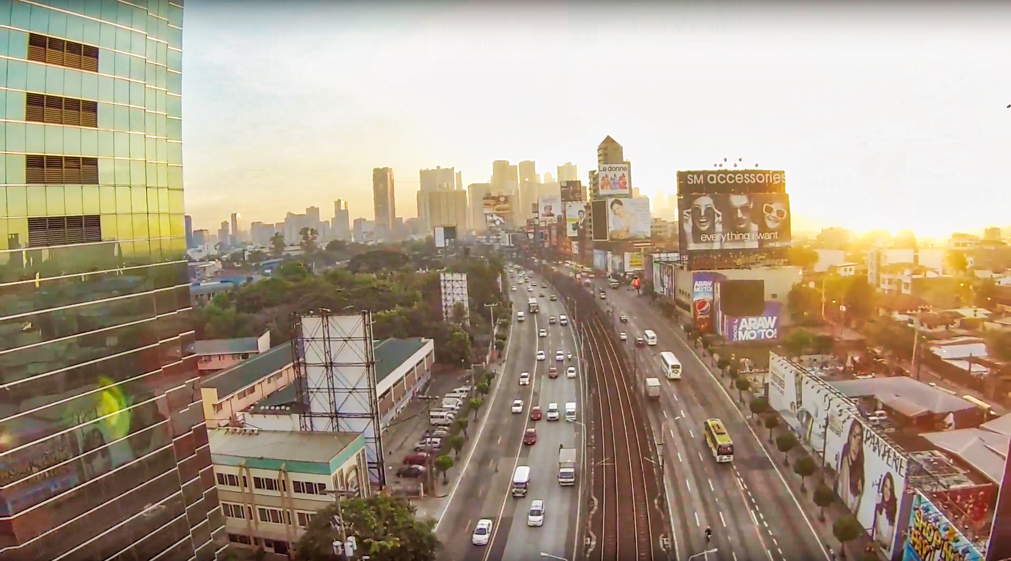 VIDEO EDSA Avenue In Manila Aerial View