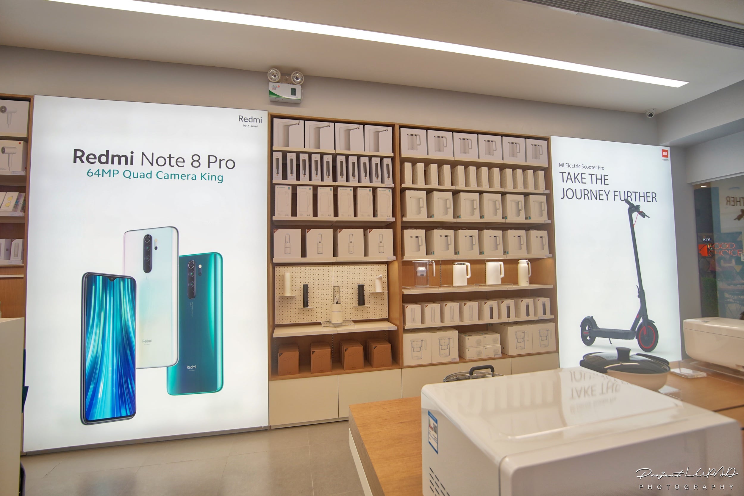 Phones on display inside the Xiaomi store