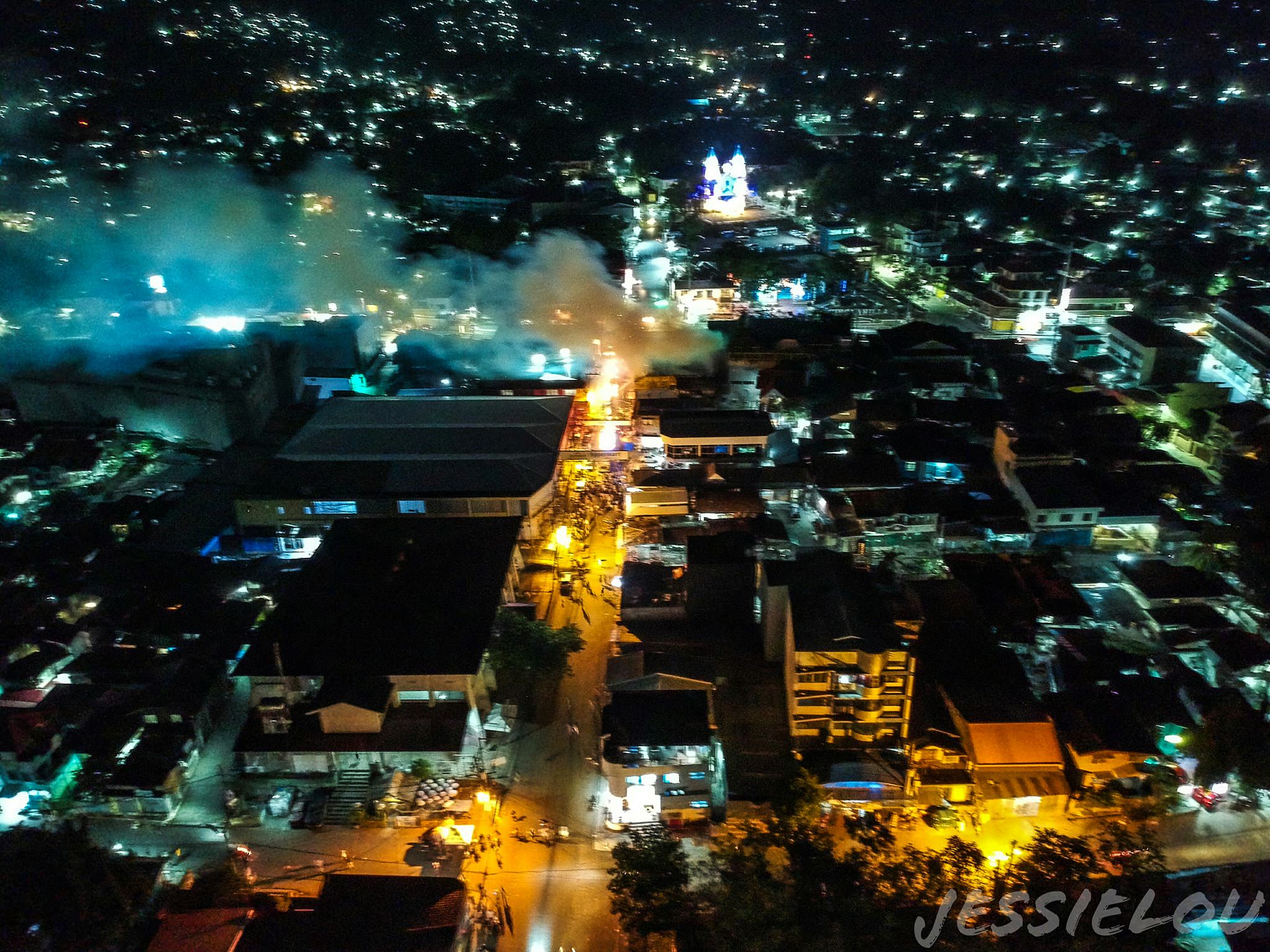 Fire at Minglanilla Old Market in Cebu Aerial Coverage
