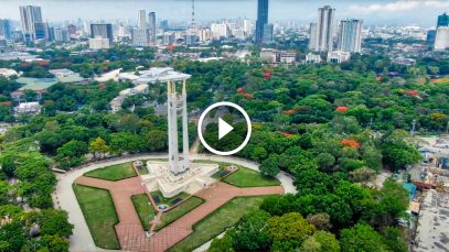Empty Quezon City Circle Park During Community Quarantine Aerial View Project LUPAD