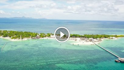 Beautiful Lakawon Banana-shaped Island in the Philippines Aerial View Project LUPAD