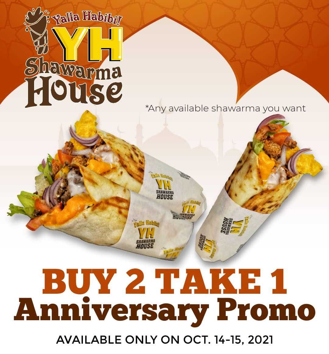 Yalla Habibi Shawarma's First Anniversary Promo