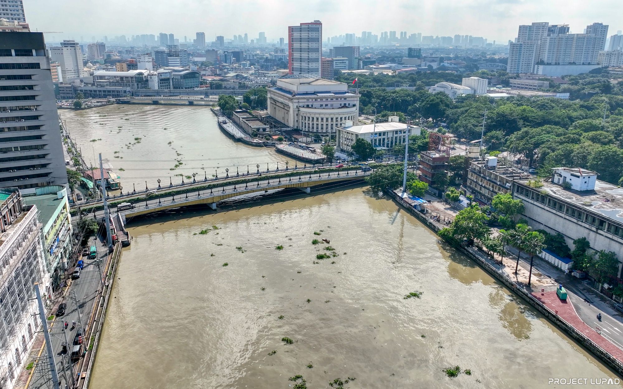 Aerial view of the Pasig River, shot on the Bajaj tour