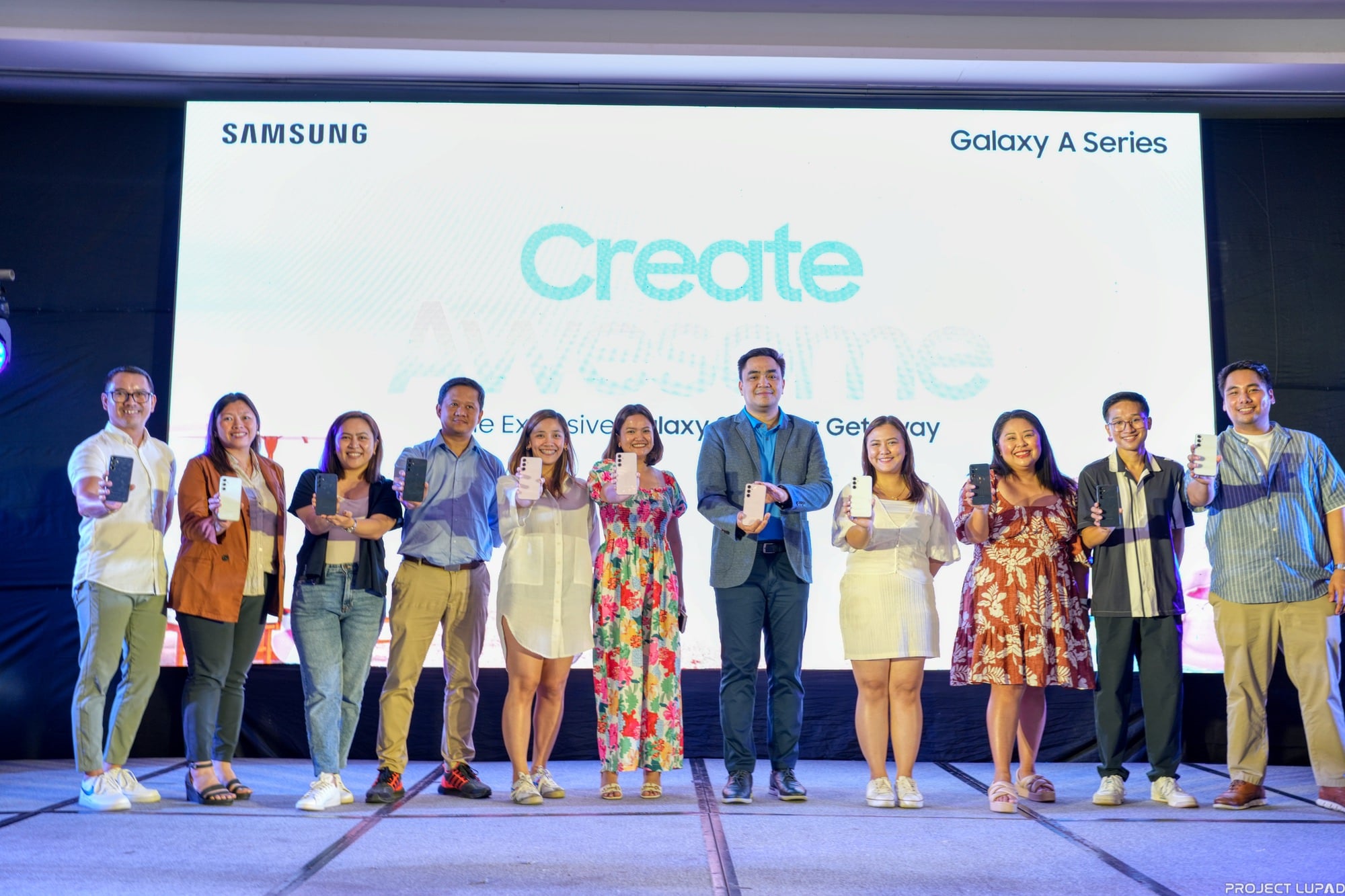 Samsung team on stage at the Galaxy A55 5G launch