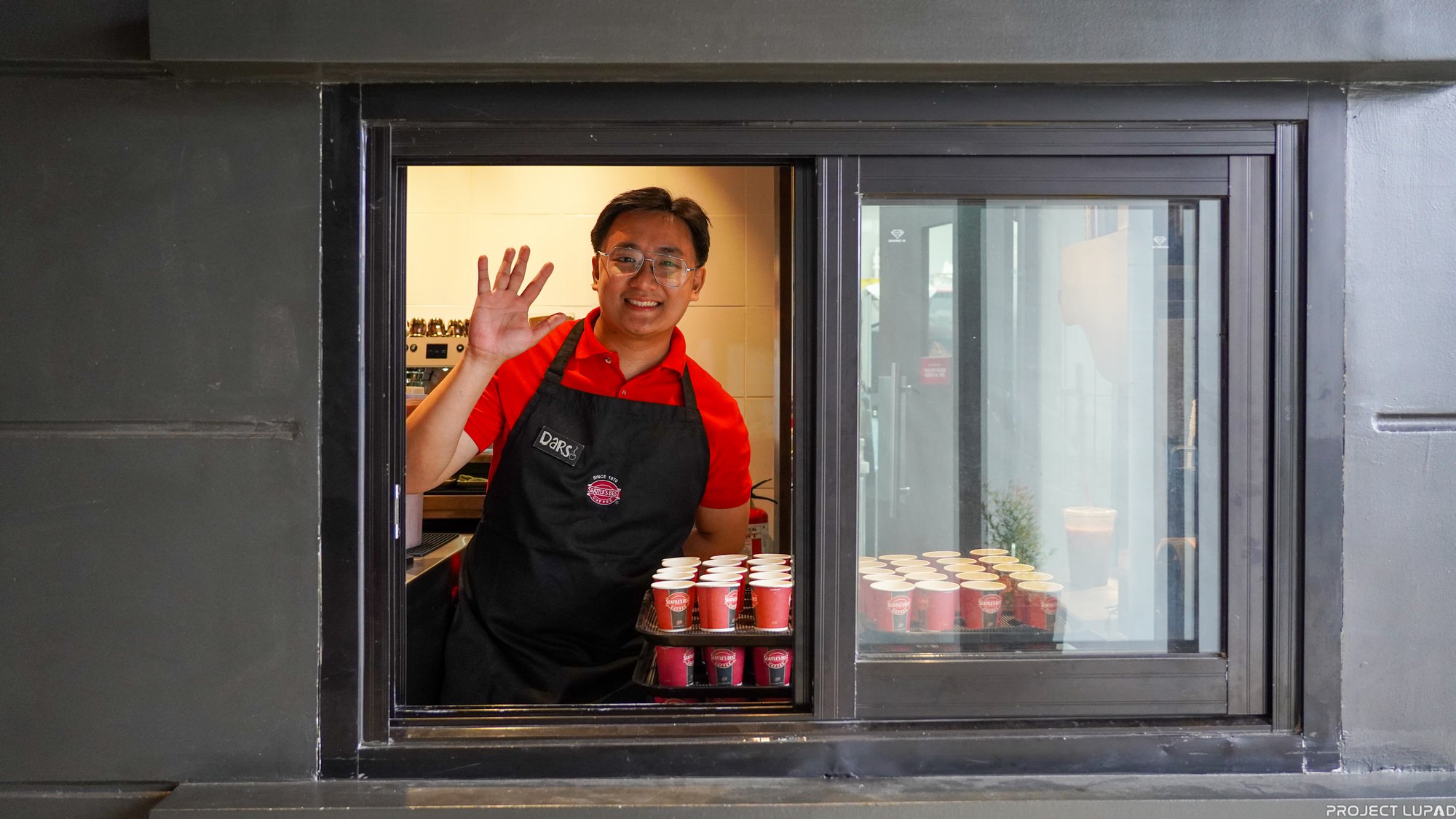 The drive-thru window at Seattle’s Best Coffee in Iligan