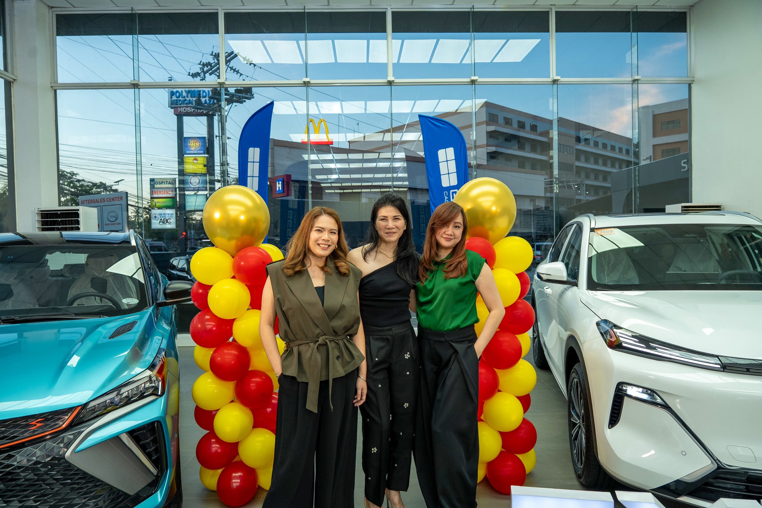 Geely cars on display at the new dealership