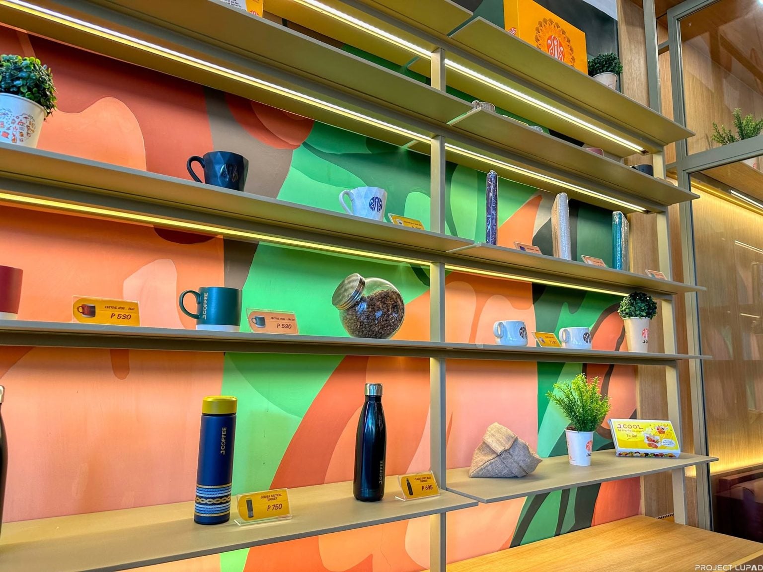 J.CO merchandise wall inside the store