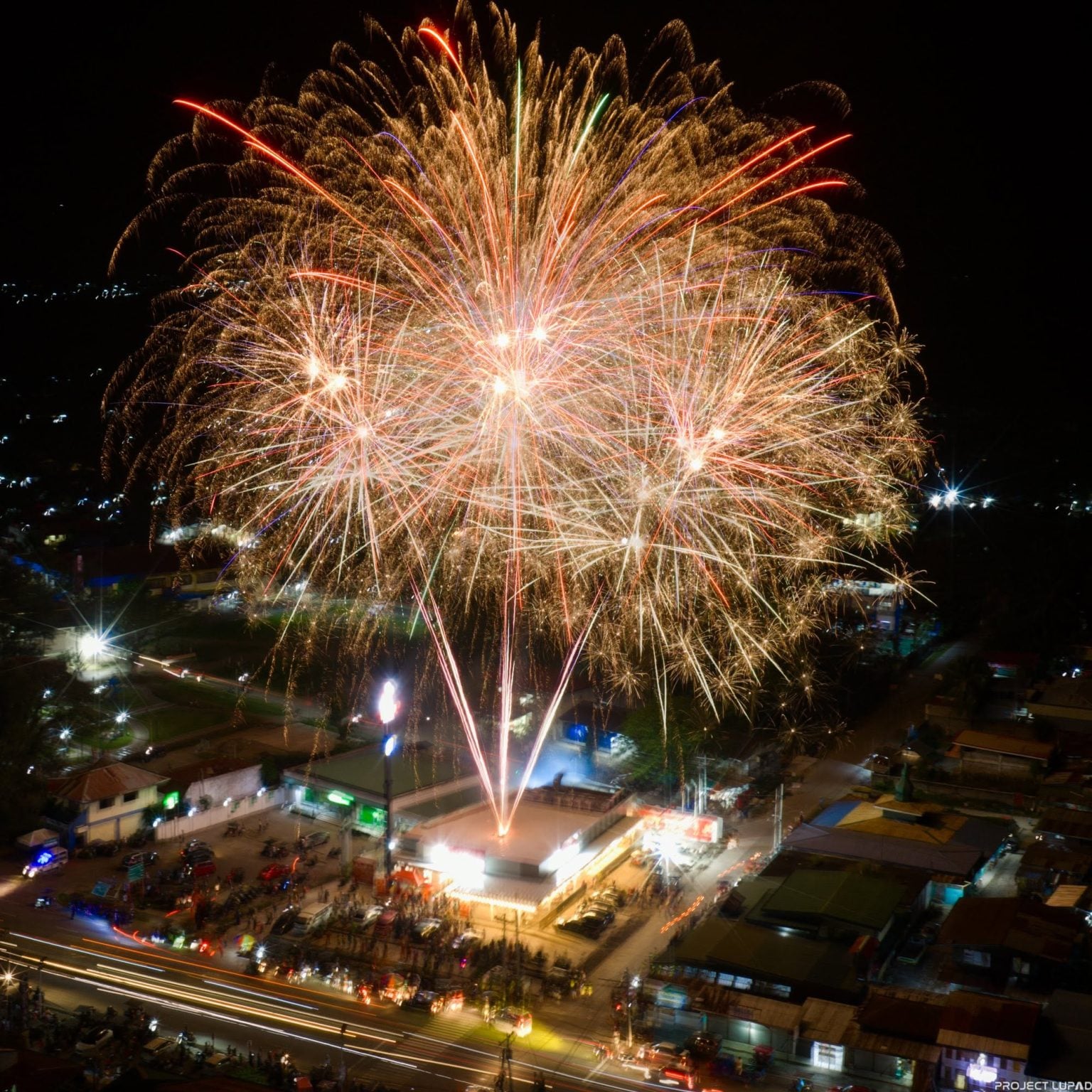 Fireworks over Jollibee Kapatagan on opening night