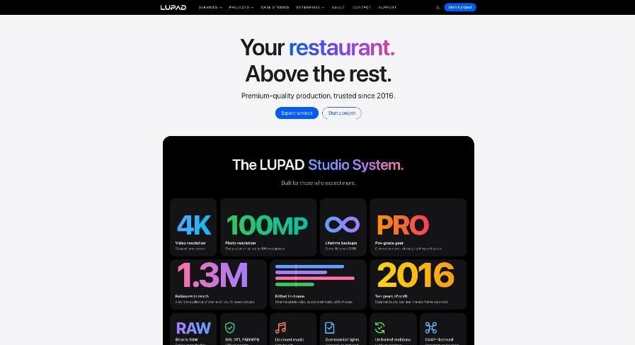 The Project LUPAD website homepage, designed and built by LUPAD Web Solutions